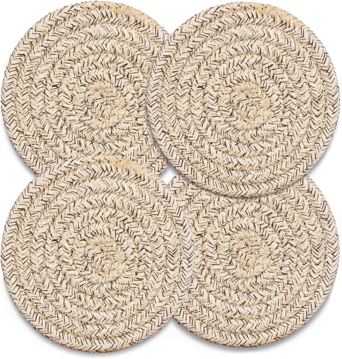 Trivets for Hot Dishes, Hot Pads for Kitchen, 7'' Trivets for Hot Pots and Pans, Pot Holders for Kitchen, Pot Holders Heat Resistant 4-Pcs, Kitchen Essentials for New Home (Brown)