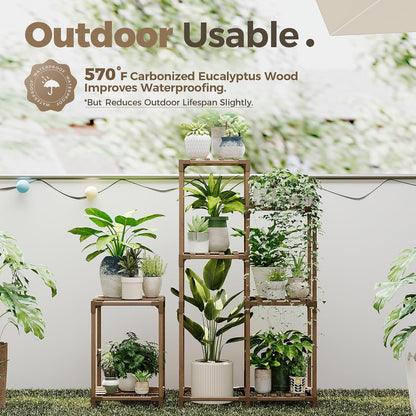 Bamworld Plant Stand Indoor Plant Shelf Outdoor Wood Plant Rack