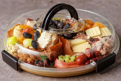 Renmxj Charcuterie Board with Clear Lid, Picnic Portable Cheese Board Charcuterie Boxes, Meat Fruit Serving Tray Platter, House Warming Gifts New Home, Gifts for Women (White, 5 Compartments)
