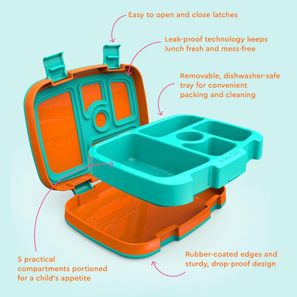 Bentgo Kids Bento-Style 5-Compartment Leak-Proof Lunch Box - Ideal Portion Sizes for Ages 3 to 7 - Durable, Drop-Proof, Dishwasher Safe, PFAS & BPA-Free & Made with Food-Safe Materials (Purple)