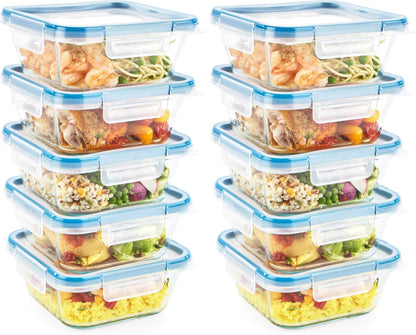 Snapware Glass Total Solutions (5-Pack, 4 Cup) Food Storage Containers Set, Airtight & Leakproof Plastic Locking BPA-Free Lids, Freezer Dishwasher Microwave Safe