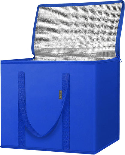 BALEINE 2Pk Insulated Reusable Grocery Bags, Collapsible Cooler Bag for Groceries, Heavy Duty Large Insulated Bag (16''x9''x13'', Antique Foliage)