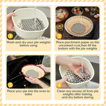 Patelai 2 lb Pie Weights with 50 Pcs Parchment Paper, Stainless Steel