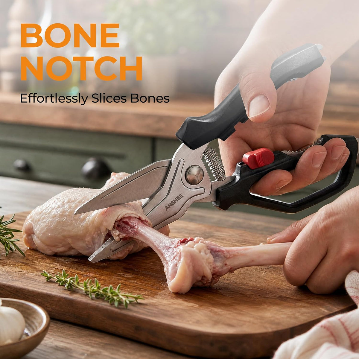 ANSHEE Heavy Duty Kitchen Scissors, Poultry Shears for Meat & Bone