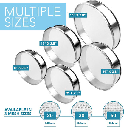 Vollum Stainless Steel Flour Sifter Fine Mesh Baking Sieve