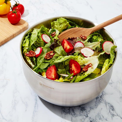 Stainless Steel Salad Spinner Large, 5.3 Qt - Lettuce, Vegetable & Fruit Washer & Dryer with Quick-Stop Brake Button, Colander Basket & Non-Slip Base (304 Stainless Steel - Black)