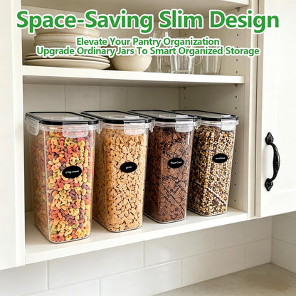 42pcs Airtight Containers, Clear Stackable Dry Food Storage | 42pk clear airtight containers with tight lids keep dry food fresh. Safe plastic, stackable for pantry kitchen storage