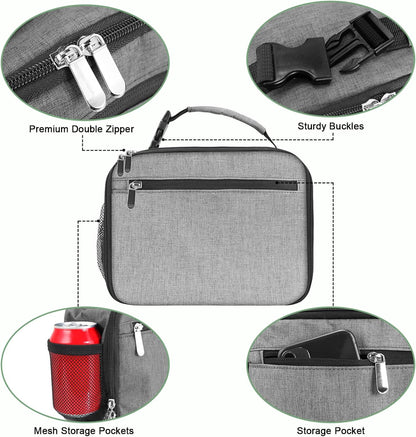Kids Lunch Box for Boys Girls Lunch Bag Insulated Durable Lunchbox Children Lunch Tote Bag for School Black