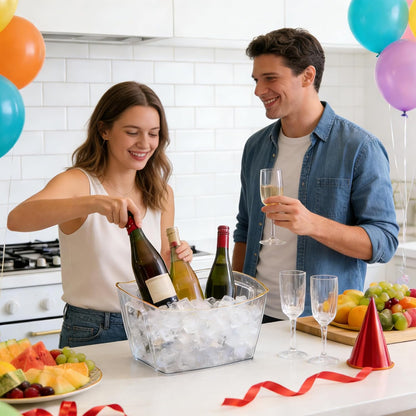 6-Piece Ice Bucket Set with Plastic Scoops,Ice Buckets for Parties, Beverage Tubs for Parties, for Parties, Bars, Outdoor Events | Chilling Containers for Wine, Champagne, Beer (Stainless Steel)