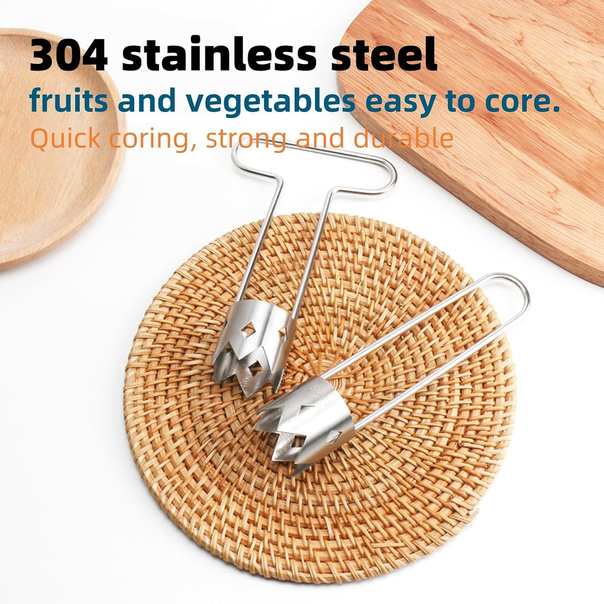 ANIS・KEBBR Stainless Steel Fruit Veggie Corer Tool Multi Use for Apple Bell Pepper Seed Remover Kitchen Gadget