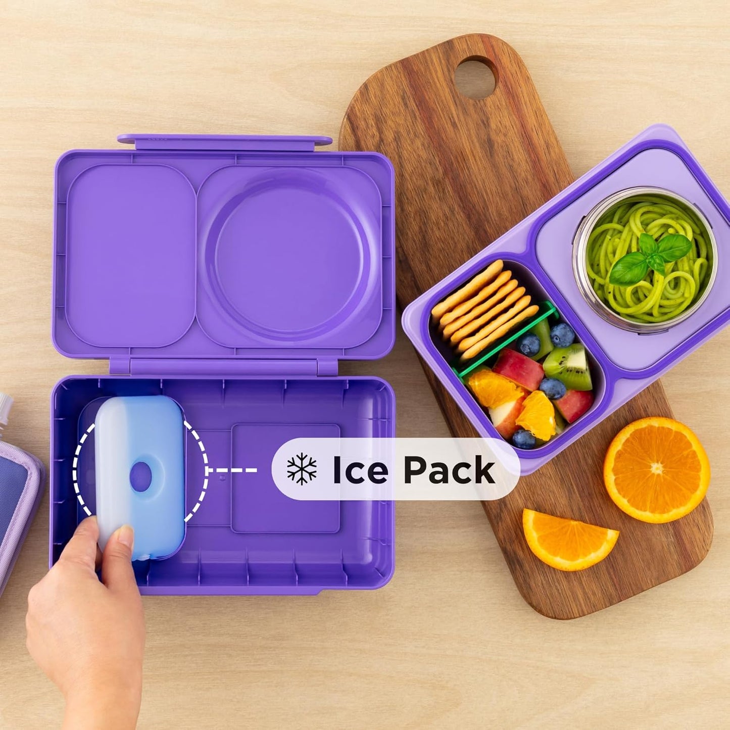 Omie OmieBox UP bento Box for Kids | Insulated Lunch Box | Leak Proof Vacuum Insulated Thermal Food jar | Cooler ice Pack | 2 Compartments (Cherry Pink)