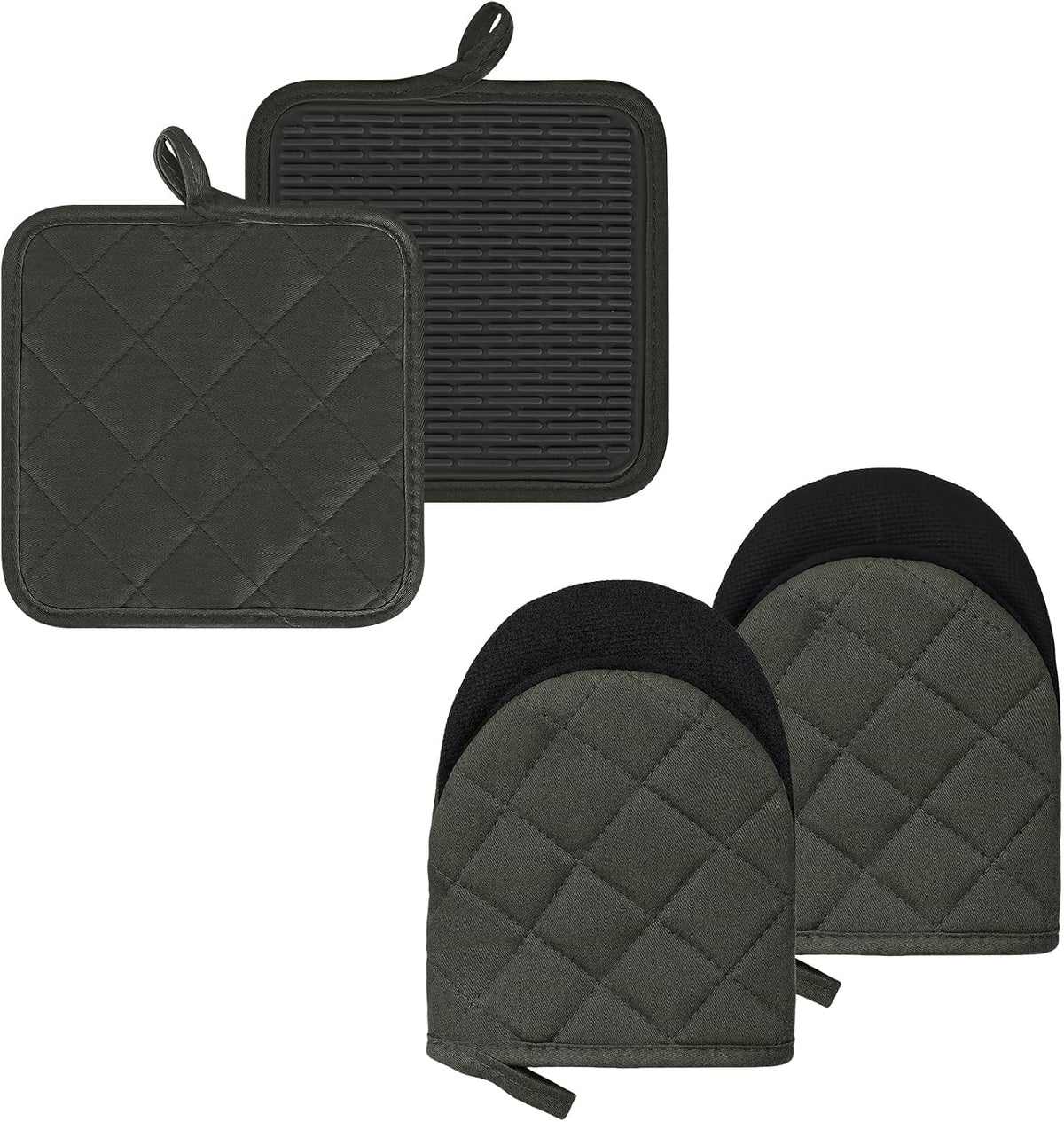 Goldmeet Mini Oven Mitts 2-Pack, 7"x5.5", 500°F Silicone Grip, Gray