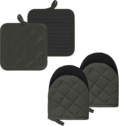 Goldmeet Mini Oven Mitts 2-Pack, 7"x5.5", 500°F Silicone Grip, Gray