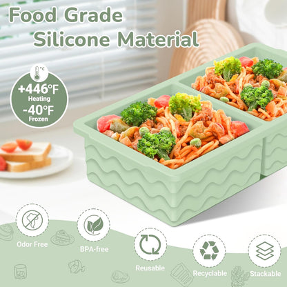 Silicone Freezer Trays with Lid (4-Pack), 1-Cup, 2-Cup, 1/2-Cup & 2-Tbsp Silicone Freezer Molds, Stackable Soup Freezer Meal Prep Containers,Ice Cube Tray for Making Sauce,Smoothies,Yogurt Bites