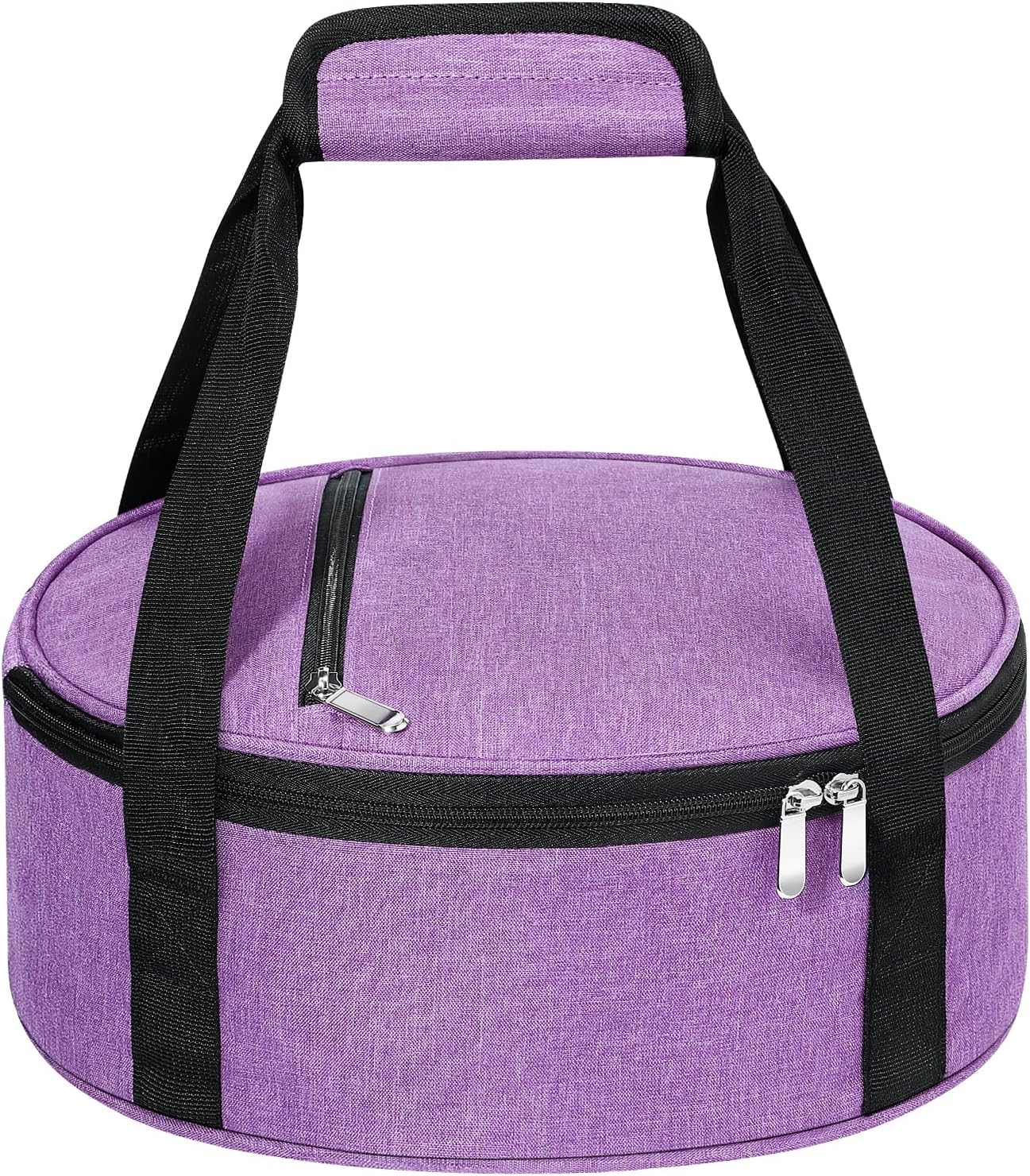 Round Insulated Casserole Carrier – 12" Portable Pie Carrier Bag for Hot or Cold Food, Leakproof Thermal Lunch Tote with Handle for Parties Picnic & Travel - Grey