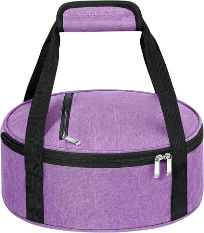 Round Insulated Casserole Carrier – 12" Portable Pie Carrier Bag for Hot or Cold Food, Leakproof Thermal Lunch Tote with Handle for Parties Picnic & Travel - Grey