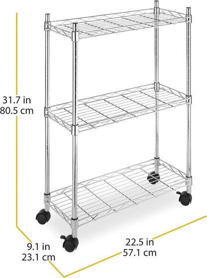 Whitmor 2-Wire Shelving Unit, Metal Storage Shelves, Stacking Shelf with Basket, Easy Assembly Home Organizer for Pantry, Kitchen, Garage, Plant