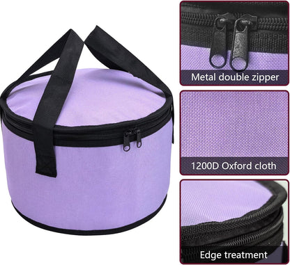 Insulated Cooler Pie Carrier Round Thermal Casserole Carrier,Polyester Fabric Cooler Lunch Bag for Hot or Cold Food transport,Large Size (Purple, Diameter 11 inches)