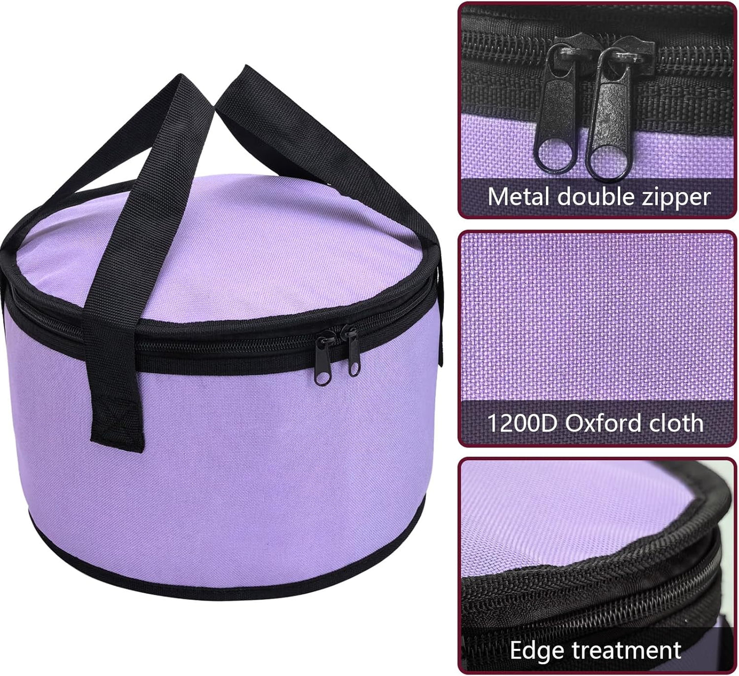 Insulated Cooler Pie Carrier Round Thermal Casserole Carrier,Polyester Fabric Cooler Lunch Bag for Hot or Cold Food transport,Large Size (Purple, Diameter 11 inches)