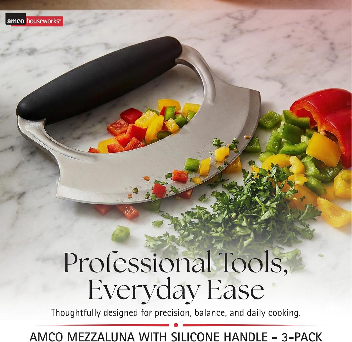 Amco – Mezzaluna with Silicone Handle – Black