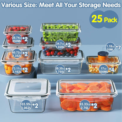 28 Pieces Food Storage Containers with Lids EXTRA LARGE Freezer Containers for Food BPA-Free Meat Fruit Vegetables Plastic Containers with lids Storage Airtight Leak-Proof Food Boxes for Kitchen