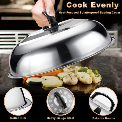 238PCS Premium Griddle Accessories Kit, Griddle Tools for Flat Top Grill with Enlarged Spatulas, Burger Press, Basting Cover & Storage Bag, Flat Top Grill Accessories for Outdoor Barbecue