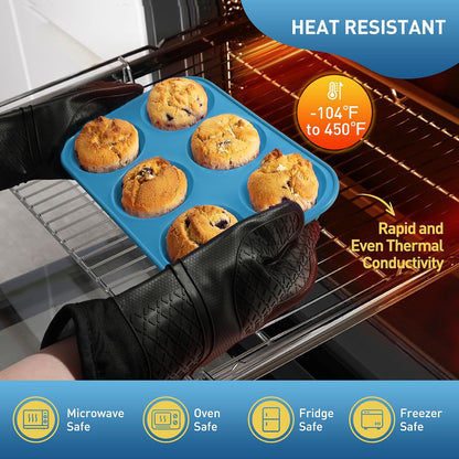 2 Pack 12 Cups Silicone Muffin Pan with Metal Reinforced Frame Regular Size Silicone Molds Cupcake Cake Baking Pans Cookie Baking Chocoflan Cupcake Mold Nonstick Muffin Tin Home Baking Supplies