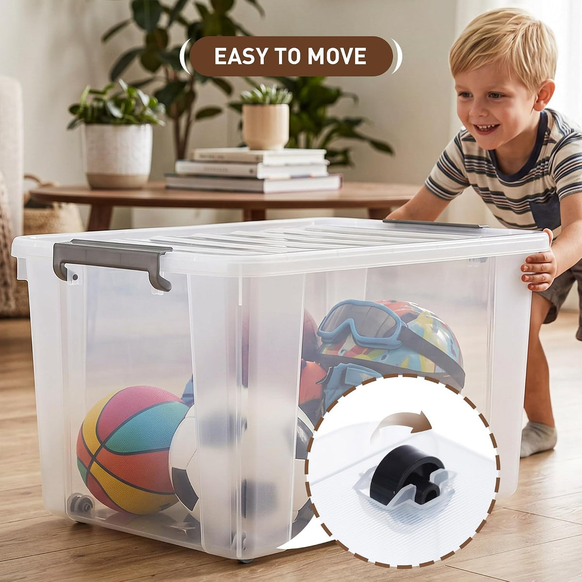 Citylife 32 QT Plastic Storage Bins with Latching Lids Stackable Storage Containers for Organizing Large Clear Storage Box for Garage, Closet, Kitchen, 4 Packs