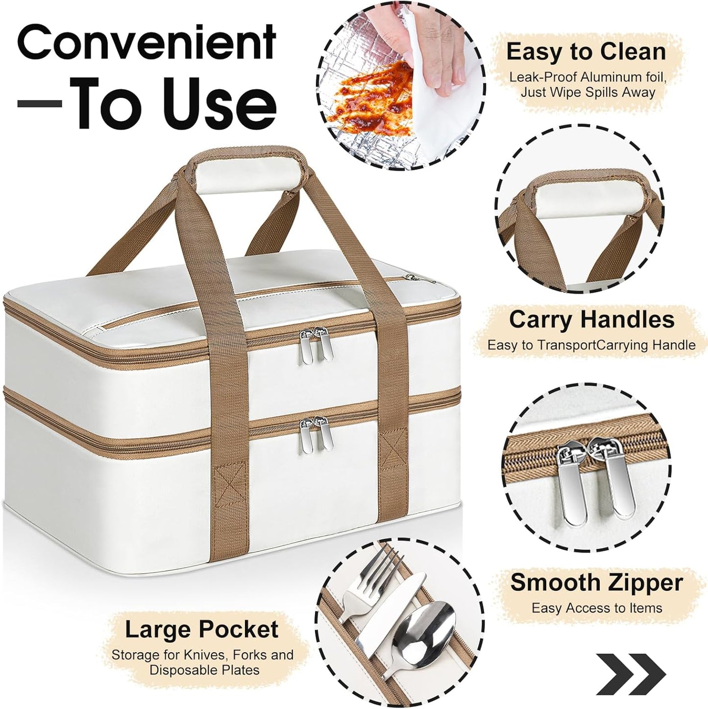 Insulated Casserole Carrier, Portable Casserole Carrier for Hot or Cold Food Lunch Tote Warmer or Cooler Bag, Lasagna Lunch Bag for Potluck Parties- Fits 9" x 13" Baking Dish-Charcoal Grey