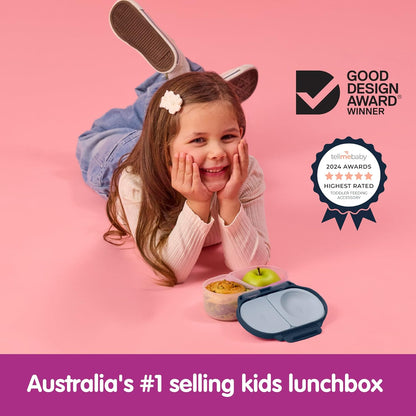 b.box Snack Box 2-Pack - Leak Proof Mini Bento Box for Kids & Toddlers, 2 Compartment Snack Containers for Kids, Dishwasher Safe, BPA-Free, PFAS-Free, Ages 4mo+, 1 3/4 Cup Each (Strawberry + Lilac)