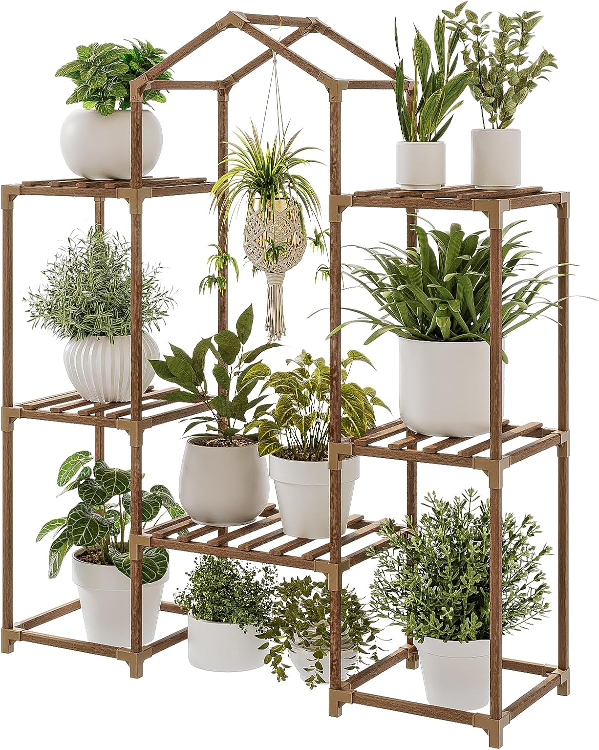 Bamworld Plant Stand Indoor Plant Shelf Outdoor Wood Plant Rack