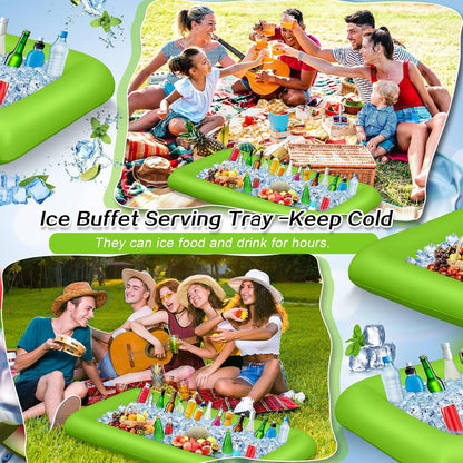 Leitee Inflatable Serving Bar with Drain Plug 52 x 24 x 5'' Inflatable Ice Serving Buffet Bar for Party Food Cooler Buffet Drink(Black,Basic Style)
