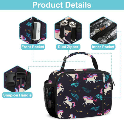 esouler Lunch Box Kids Insulated Lunch Bag for Boys & Girls Durable Children Lunchbox for School with Water Bottle Holder-Black