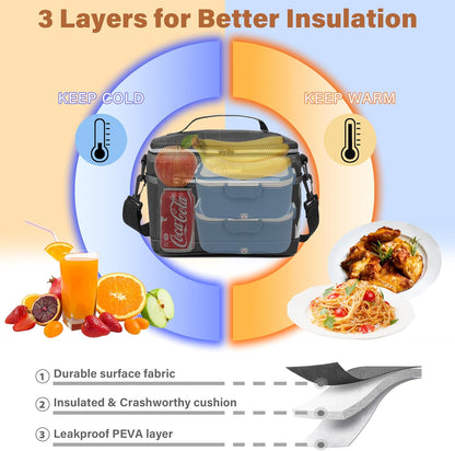 Tirrinia Insulated Lunch Box for Men/Women, Leakproof Lunch Bag for School Work, Large Lunch Tote Kids Boys Girls Student Back to School, Soft Cooler Office Picnic Beach Camping for Adults, Charcoal