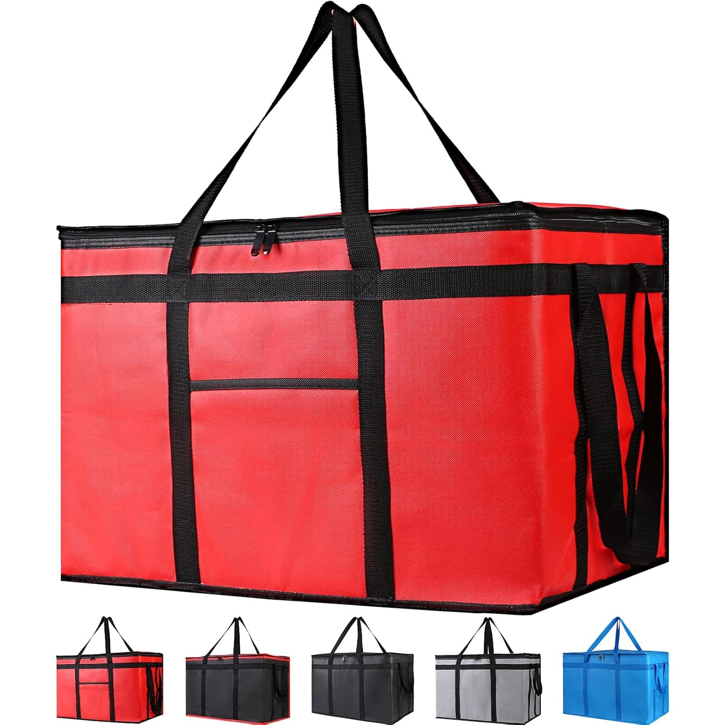 Bodaon Insulated Food Delivery Bag, XXXL Pizza Delivery Bags for Hot and Cold Food, Commercial, Large Capacity Reusable Warming Bag, Catering Cooler Bag for Rideshare, Warmers for Parties (Black, 1Pk)