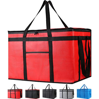 Bodaon Insulated Food Delivery Bag, XXXL Pizza Delivery Bags for Hot and Cold Food, Commercial, Large Capacity Reusable Warming Bag, Catering Cooler Bag for Rideshare, Warmers for Parties (Black, 1Pk)