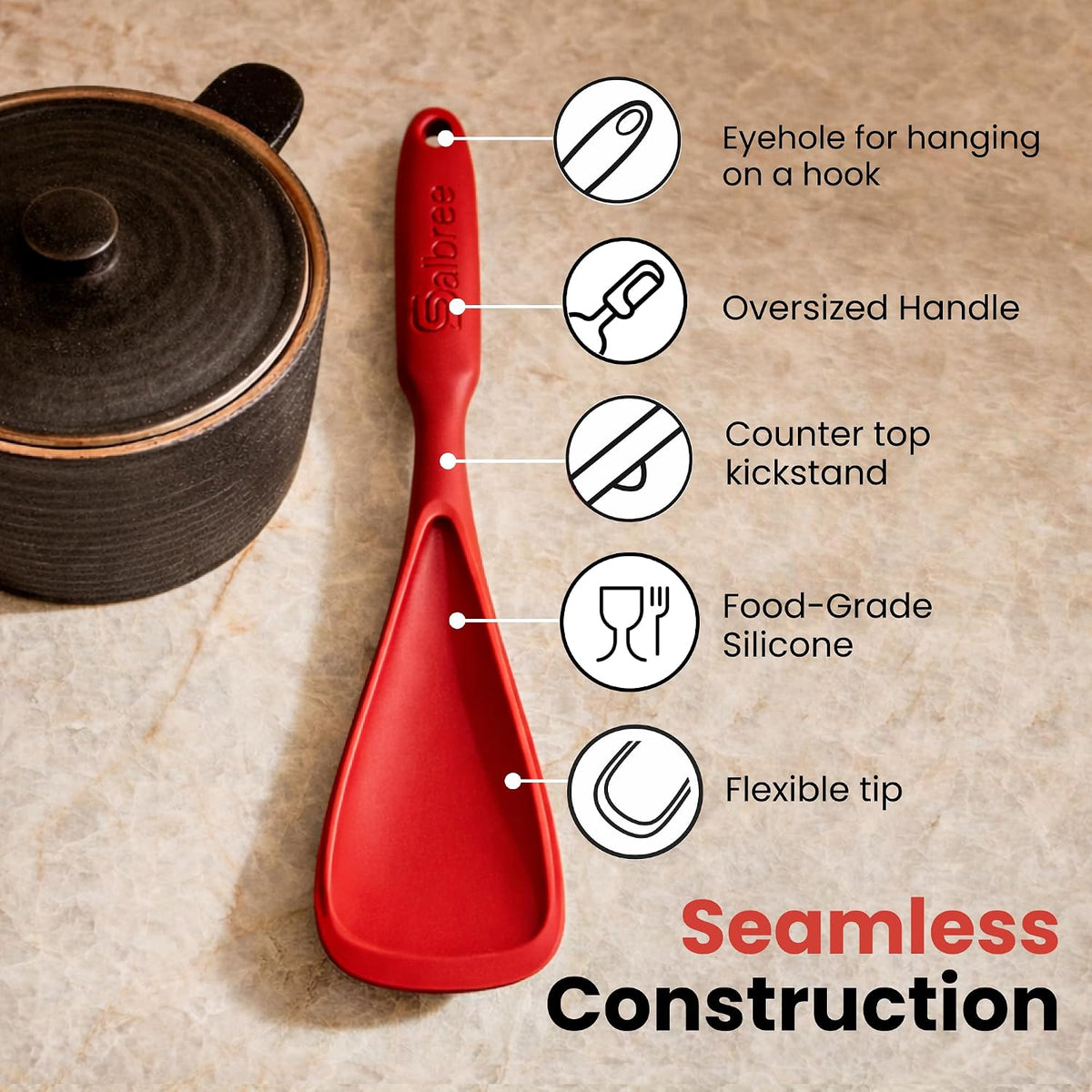Salbree Seamless Silicone Spatula Spoon Multifunction Scoop Kitchen Spoon