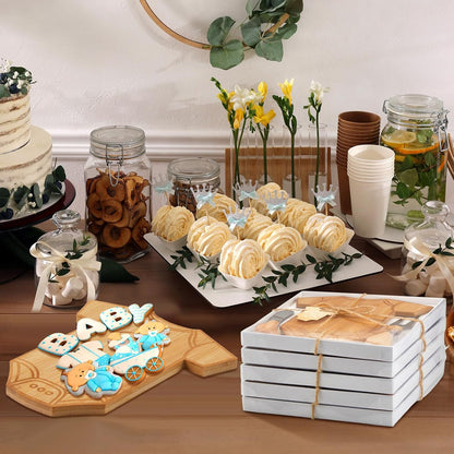 Ziliny 2 Set Baby Shower Gifts for Guests Clothing Mini Charcuterie Board with Knives Forks Gift Boxes Shaped Cheese Board Party Favors Baby Shower Game Prizes Gender Reveal Favors (Bamboo)