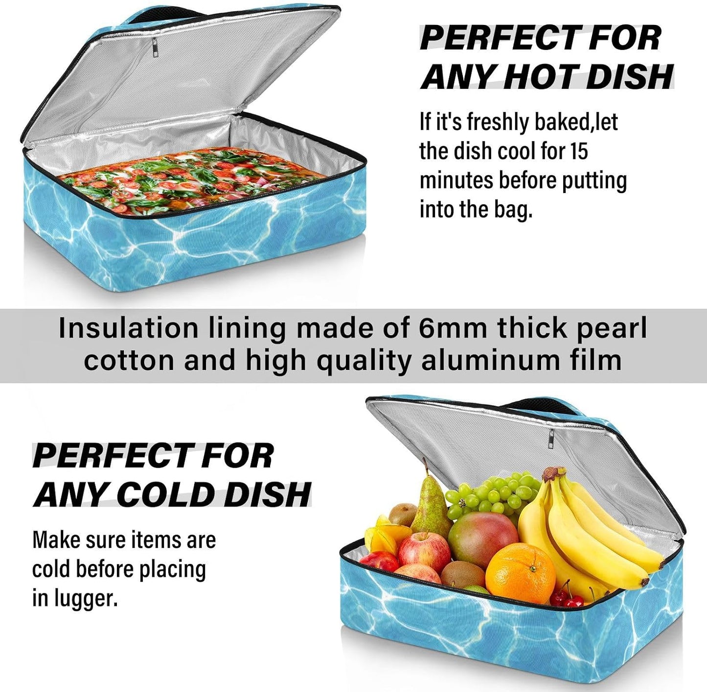 Casserole Carriers for Hot or Cold Food Reusable Casserole Dish Carrier Insulated Thermal Large Capacity Durable Perfect for Party Camping Family Gatherings Yellow Fish - Colors B