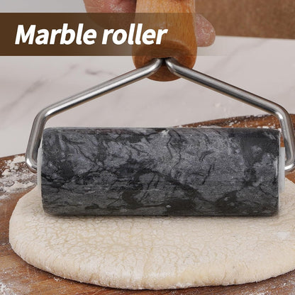 Small Marble Rolling Pin Pizza Roller for Baking (Type B Black)