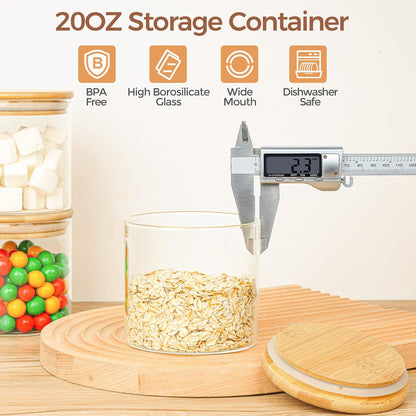 ComSaf 2Pcs Large Glass Storage Containers with Lids 4Qt, 1 Gallon Wide Mouth Flour Sugar Storage Containers, Large Capacity and Sealed for Rice, Cereal, Oat, Easy Clean and Scoop, Pantry Organization