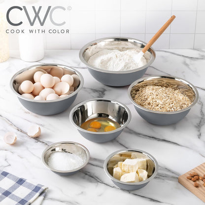 COOK WITH COLOR Stainless Steel Mixing Bowls Set - Nesting Bowls, 6 Pieces, Rose