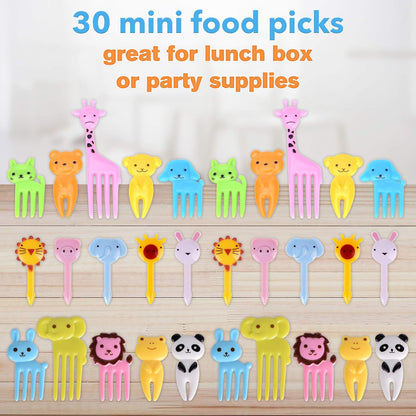 GET FRESH Animal Food Picks for Kids - 120 pcs Set Animal Bento Deco Set for Kids Lunch Box Decoration - Mini Bento Deco Children Toddler Toothpicks - Reusable Baby Shower Tothpicks Kids