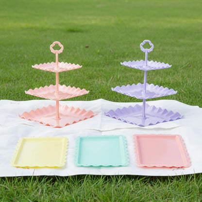 NWK 5 Piece Cake Stand Set with 2 x Large 3-Tier Cupcake Stands, 3 x Appetizer Trays, for Wedding Birthday Baby Shower Tea Party Decorations (Pink)