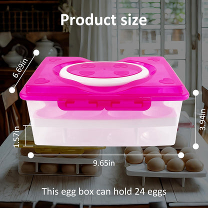 Ortable Large Capacity Double-layers Egg Storage Container Holds 24 Eggs Shatter-proof Non-slip Eggs Holder with Handle (Purple)