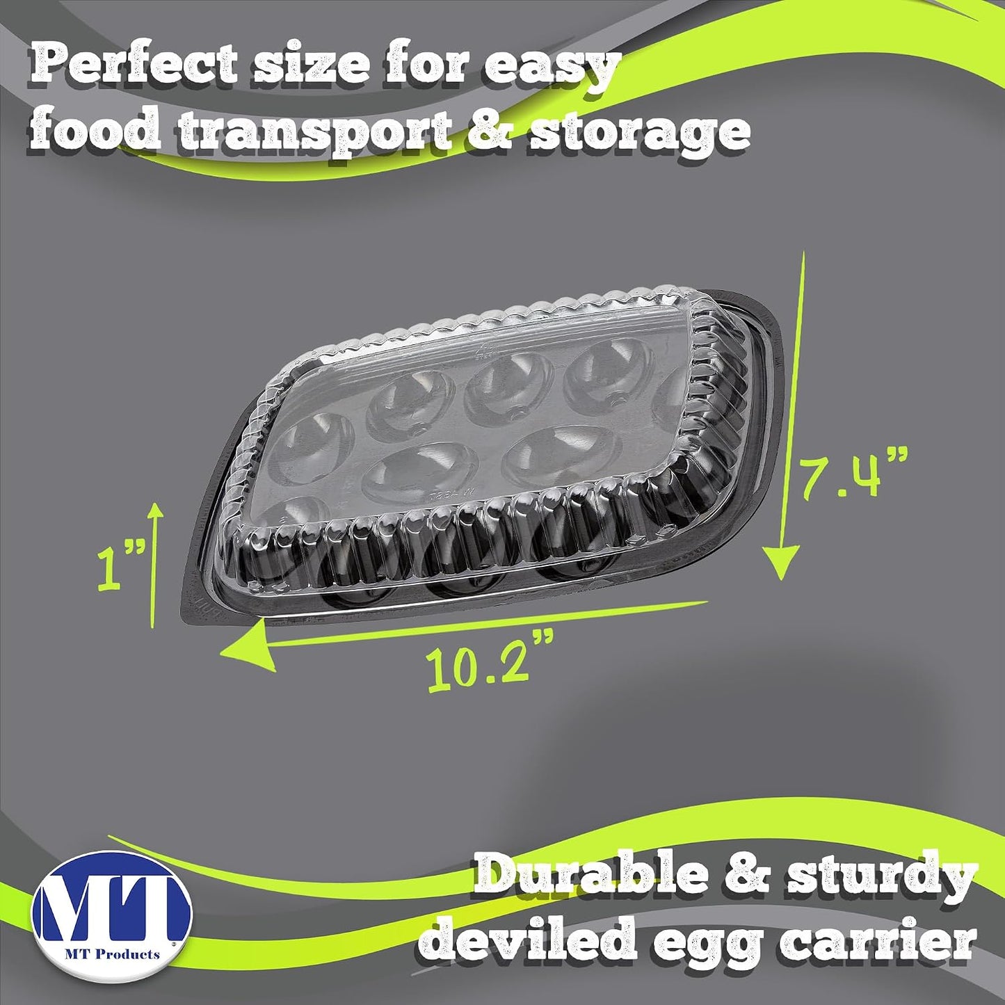 MT Products Clear Deviled Egg Containers Holds 12 Eggs 10.2" x 7.4" x 1" - Durable Egg Platter Tray (Pack of 12) - Made in the USA