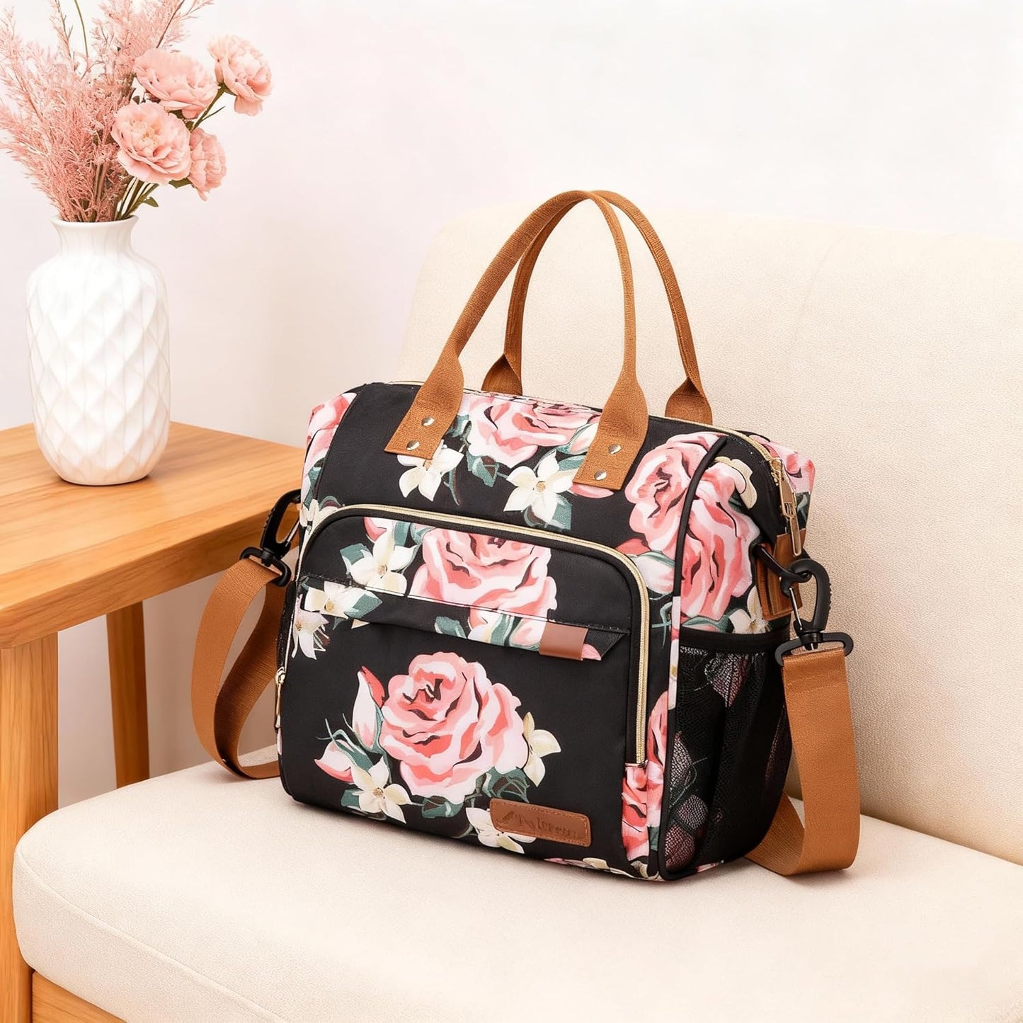 TuErCao Small Lunch Bag Lightweight Insulated Lunch Box for Women Work Portable Soft Cooler for Picnic Travel Road Trips, Loncheras para Mujer, Black