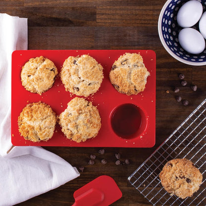 Mrs. Anderson's Baking Silicone 12-Cup Muffin Pan Baking Mold, BPA Free, Non-Stick European-Grade Silicone, 13.5 x 10 x 1.25-Inches