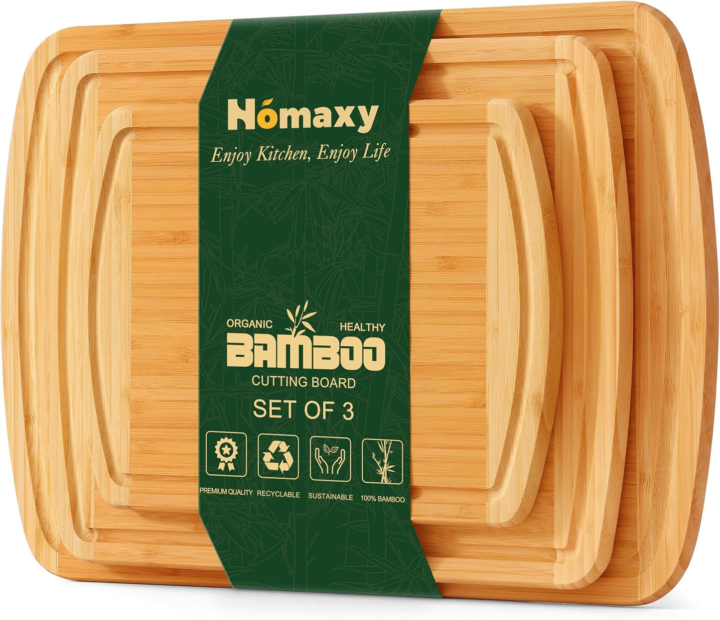 Homaxy Extra Large Bamboo Cutting Boards for Kitchen, 18x12.5" Wood XL Cutting Board with Juice Groove, Butcher Block Wooden Chopping Board for Kitchen, Meat, Cheese, Fruit & Vegetables - Pre Oiled