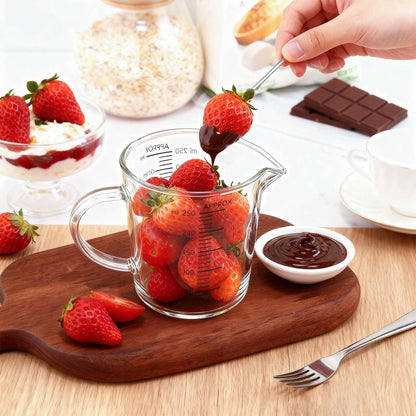 Glass Measuring Cup,Liquid Measuring Cups with 3 Scale(700ml,24oz,3cups) for Kitchen,Restaurant Baking,Cooking,Prepping